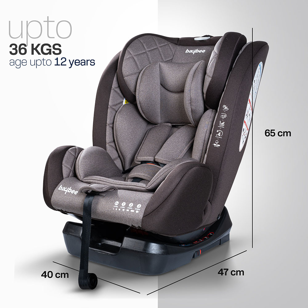 Baybee - Convertible Baby Car Seat With Isofix - Grey