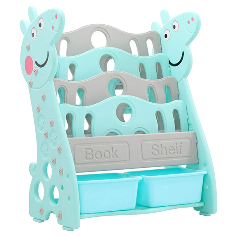 Little Learners 2-in-1 Bookshelf with Toy Storage - Green/Grey