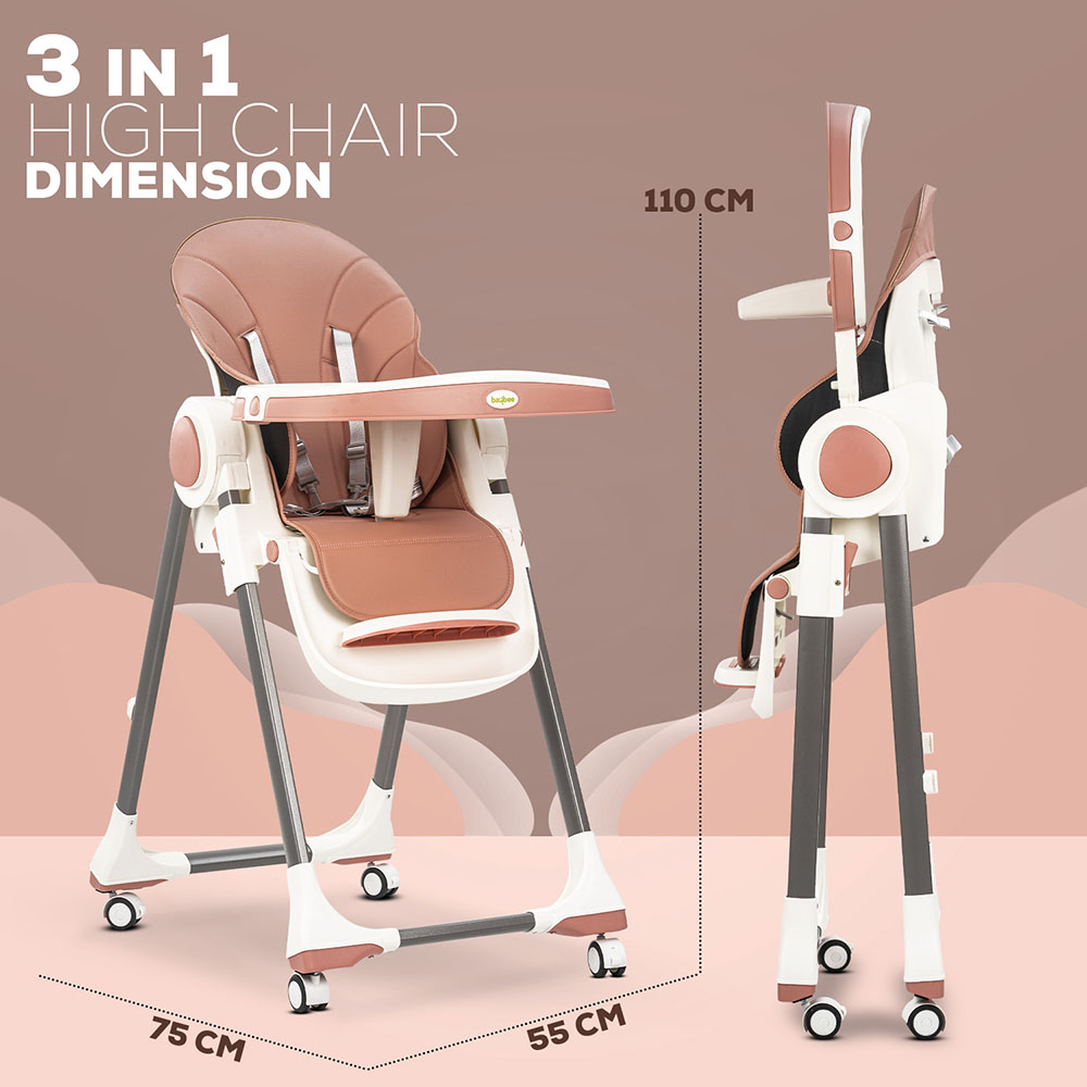 Baybee - 3-In-1 Emperia Convertible High Chair - Pink
