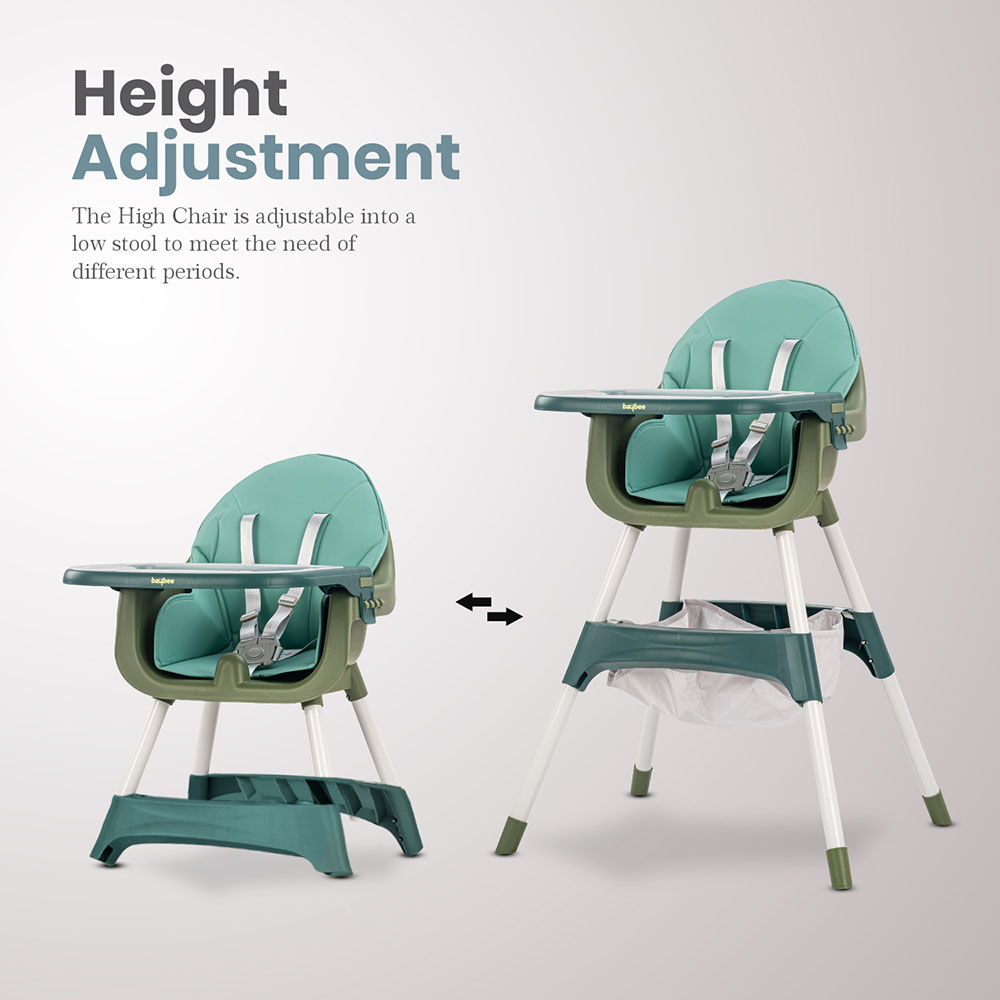 Baybee - 2-In-1 Manta Adjustable Height Baby High Chair - Green