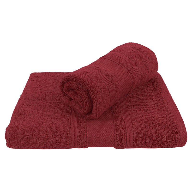 BYFT - Home Castle Hand Towel and Bath Towel - Maroon - Set of 2