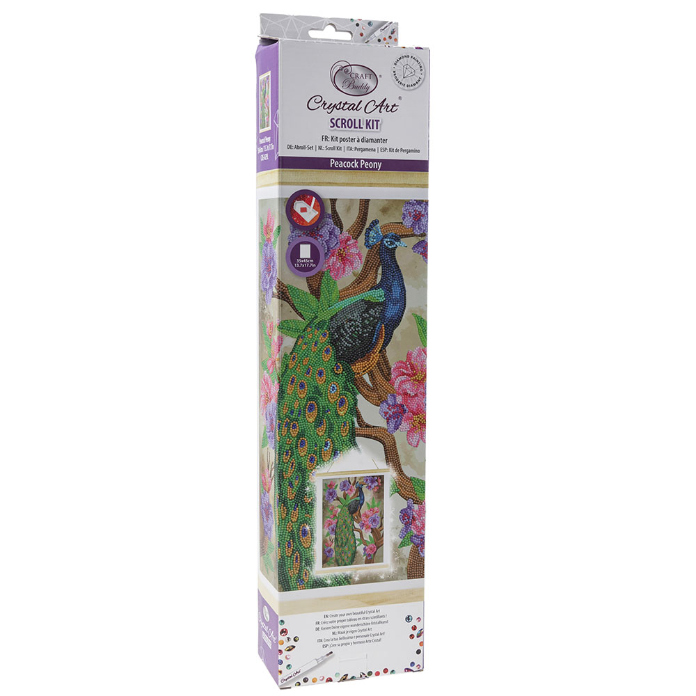 Craft Buddy - Crystal Art Scroll - Peacock Peony