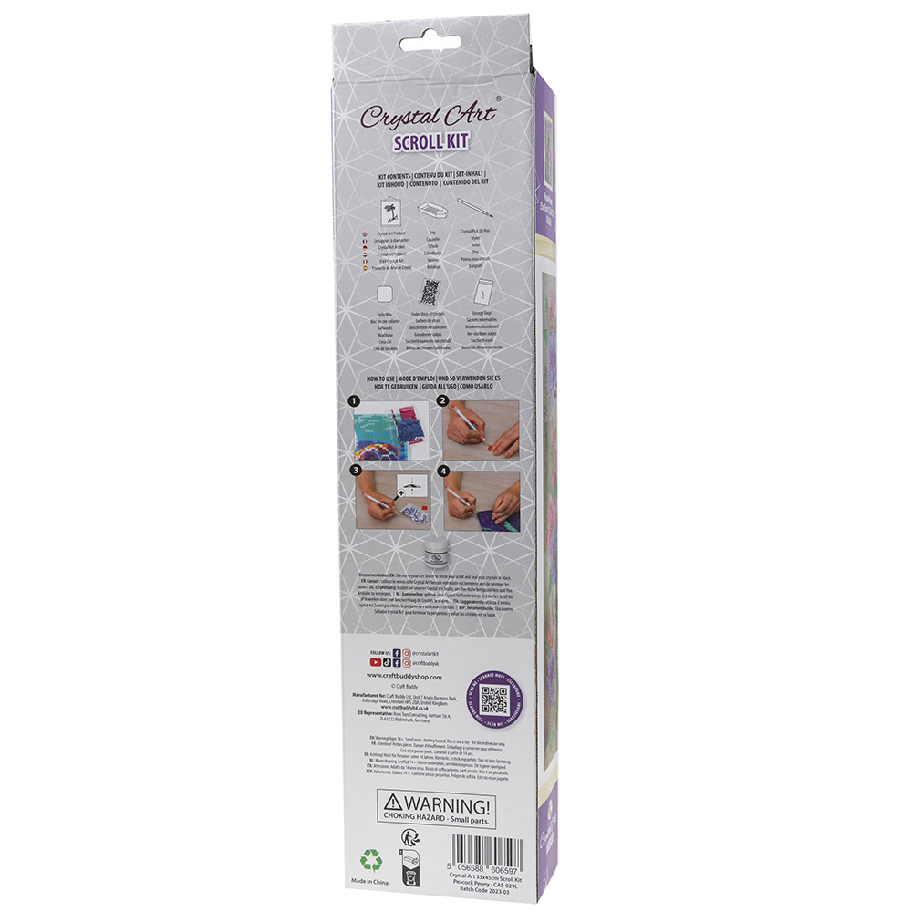 Craft Buddy - Crystal Art Scroll - Peacock Peony