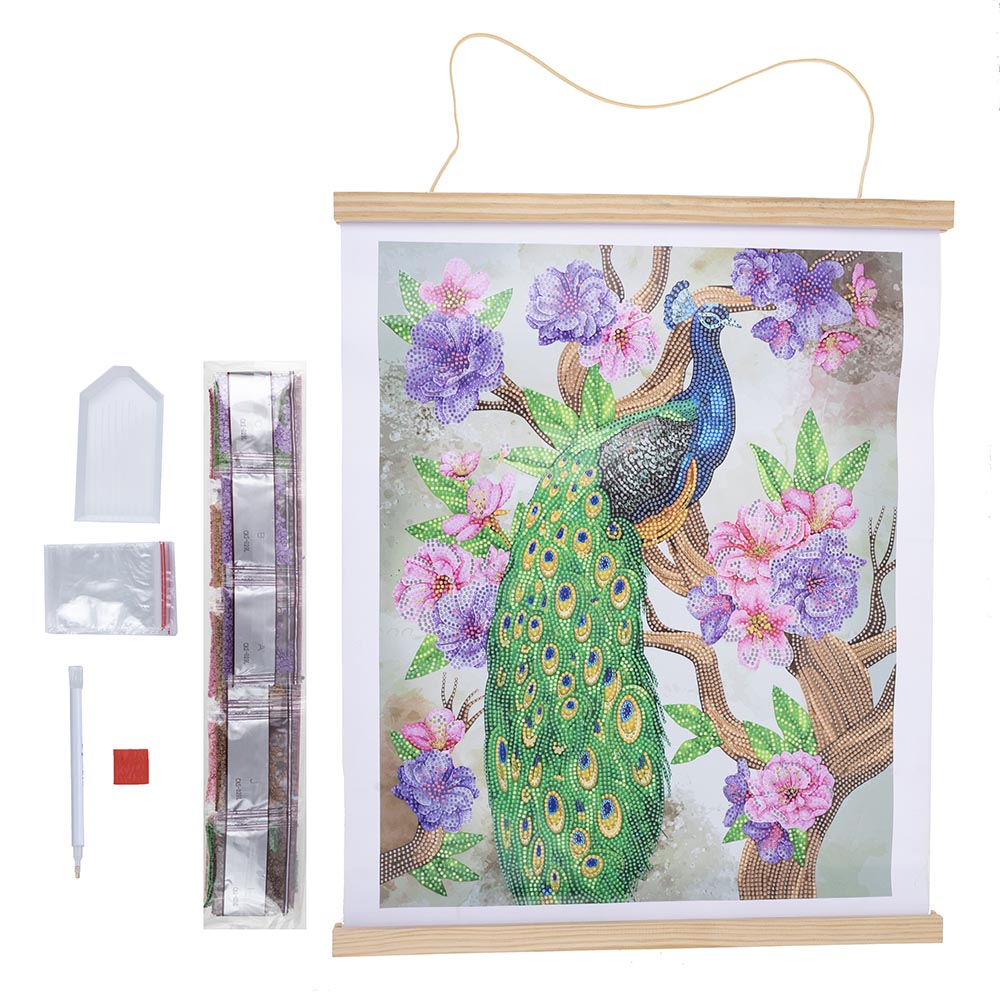 Craft Buddy - Crystal Art Scroll - Peacock Peony