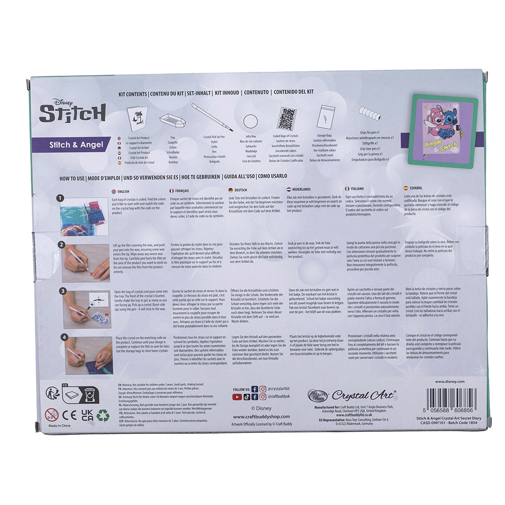 Craft Buddy - Crystal Art Secret Diary - Stitch & Angel