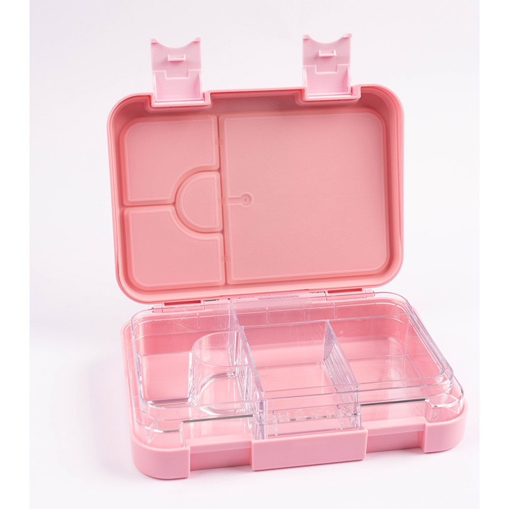 كوكوبي - صندوق غداء بينتو للأطفال - 6 أقسام، مقاوم للتسرب، خالٍ من مادة بيسفينول أ، آمن للاستخدام في الميكروويف - وردي