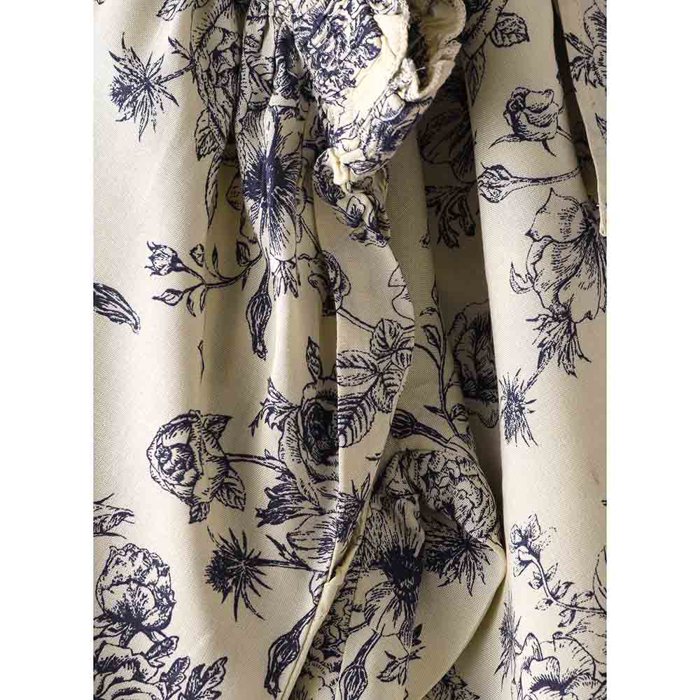 جيلين- بنطال منقوش للبنات فيسكوز ناعم - ازرق