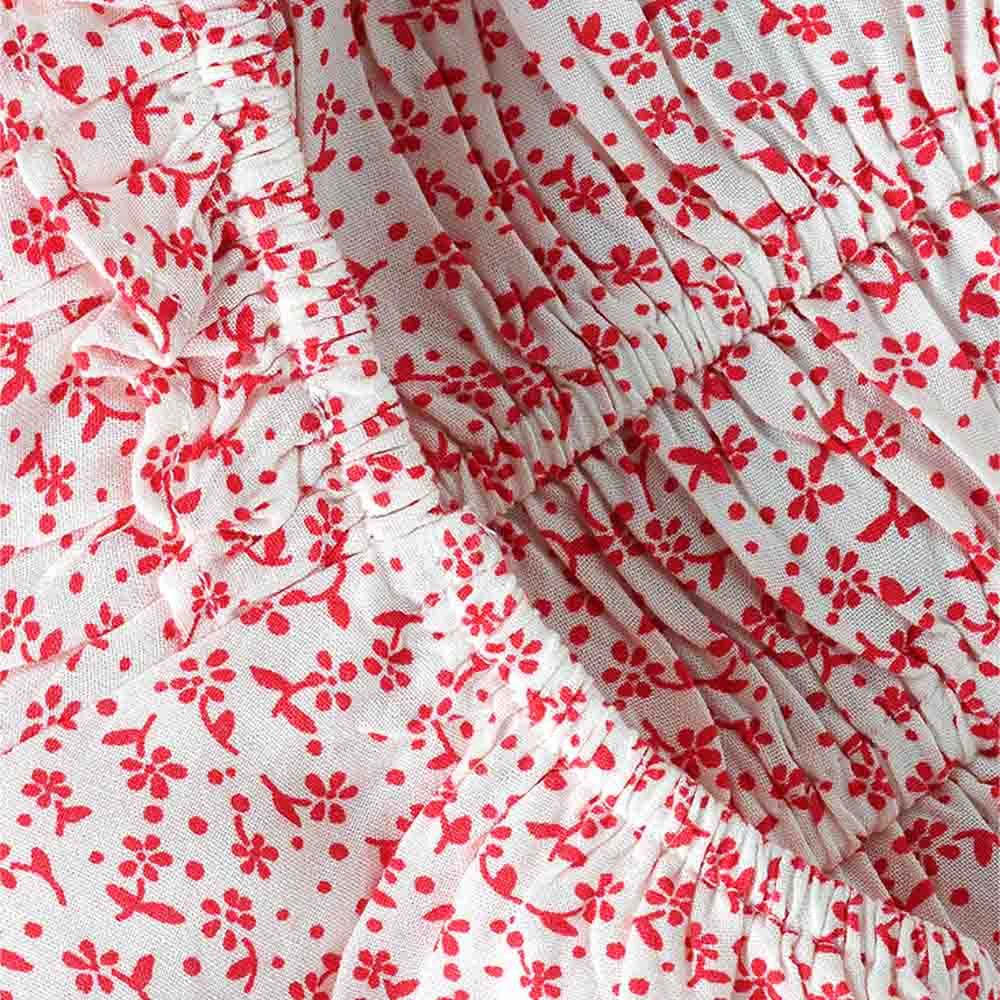 Jelliene - Flower Print Woven Blouse - Pink