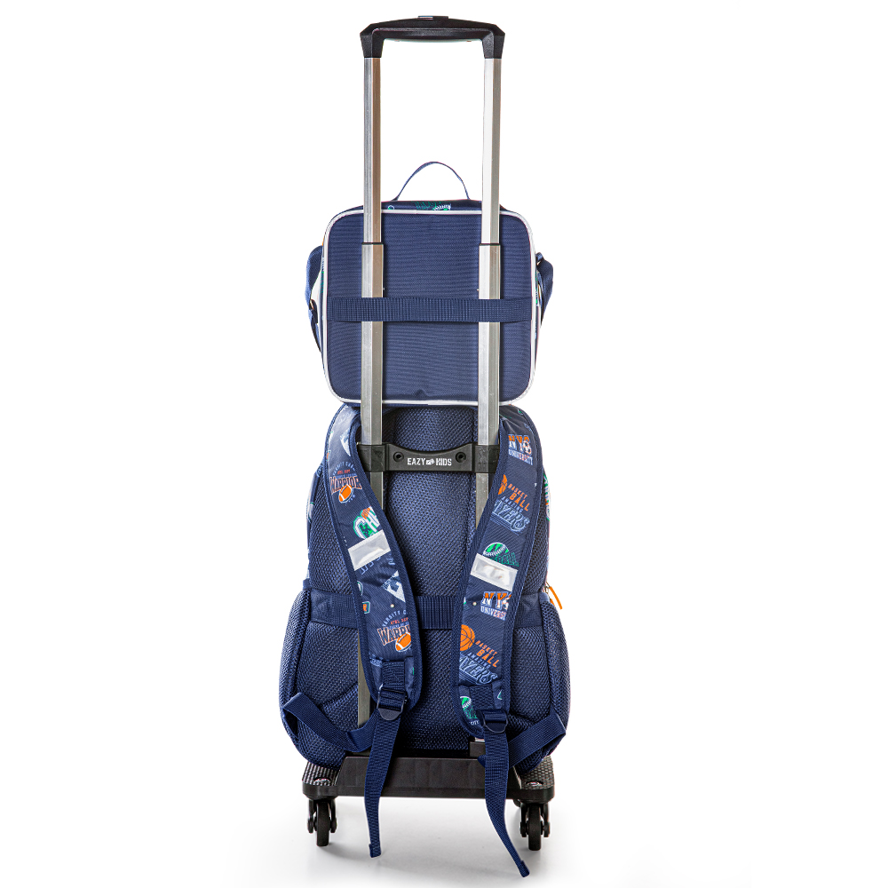 Eazy Kids - Boy's Backpack with Trolley, Pencil Case & Lunch Bag Set - Basket Ball
