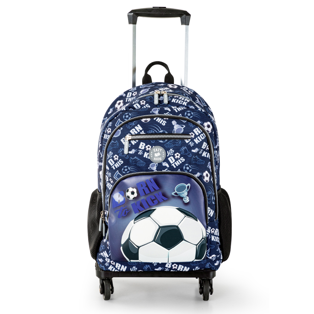Eazy Kids - Boy's Backpack with Trolley, Pencil Case & Lunch Bag Set - Football