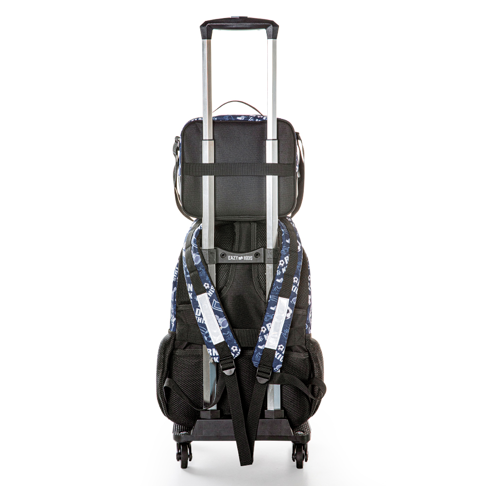 Eazy Kids - Boy's Backpack with Trolley, Pencil Case & Lunch Bag Set - Football