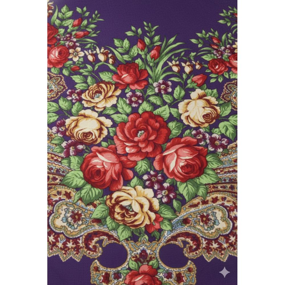 D' Daniela - Traditional Print Shawl - M - Violet With Gold