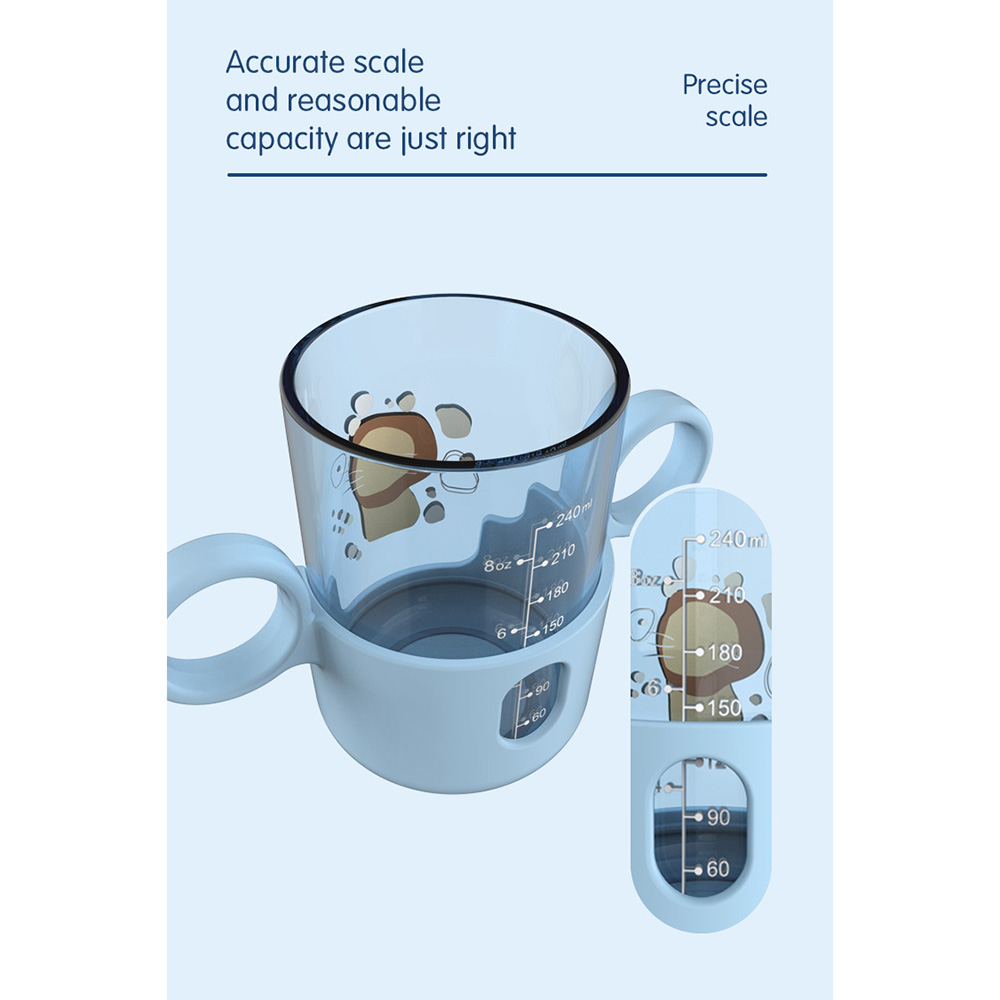 عام - أكواب شرب بمقبضين 2 في 1 مع فوهة ومصاصة - أزرق - 240 مل