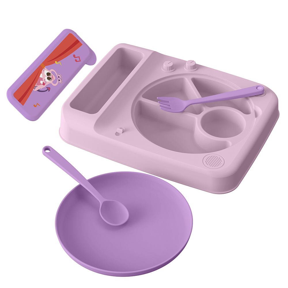 جينيرك - مجموعة صحن طعام جراموفون للأطفال - بنفسجي