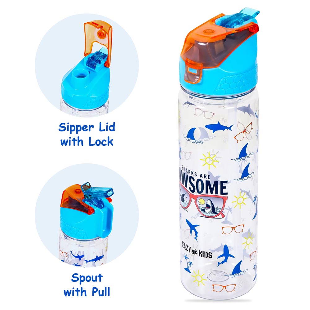 Eazy Kids - 2 - In - 1 Jawsome Shark Tritan Water Bottle - Blue - 650ml