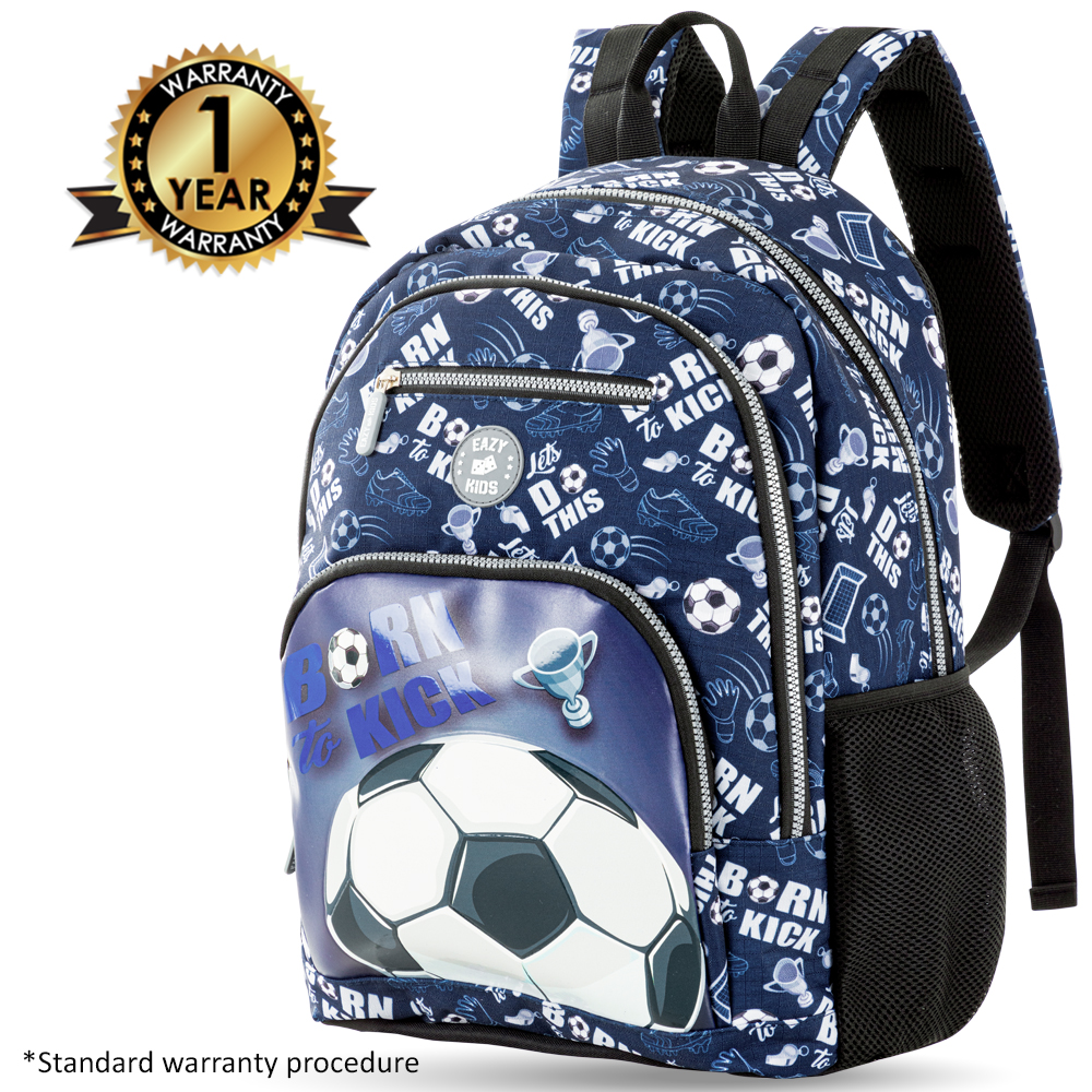 Eazy Kids - Backpack with Lunch Bag & Pencil Case - Football - 18-Inch/46cm