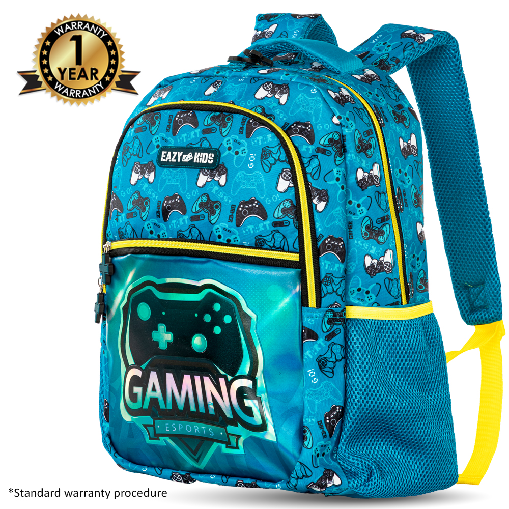 Eazy Kids - Backpack with Lunch Bag & Pencil Case - Gaming - 16-Inch/41cm