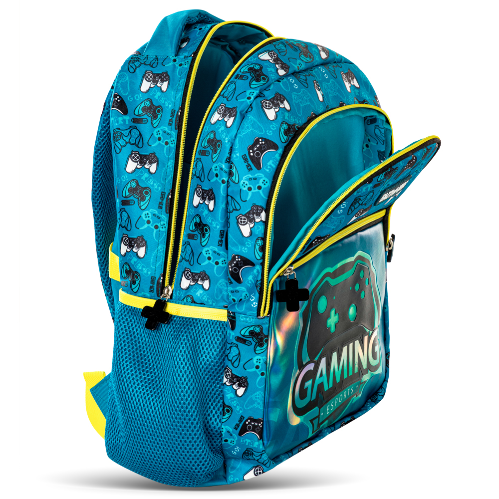 Eazy Kids - Backpack with Lunch Bag & Pencil Case - Gaming - 16-Inch/41cm