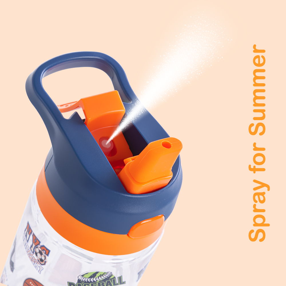 Eazy Kids - Basket Ball Tritan Water Bottle with Spray 750ml - Blue/Orange