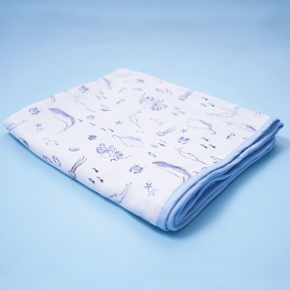Fancy Fluff - Bamboo Muslin Blanket - Marine