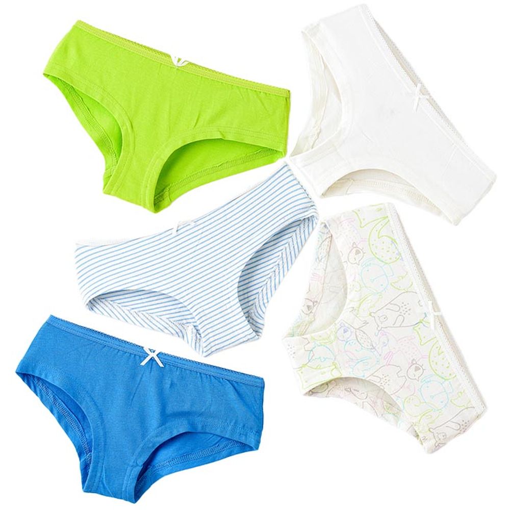 Jelliene - 5pc-Set - Girl's Soft Cotton Briefs - Multicolor