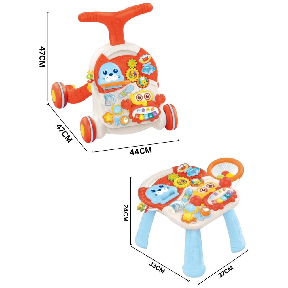 هوانجر - مشاية أطفال مع لوحة تعليمية - برتقالي