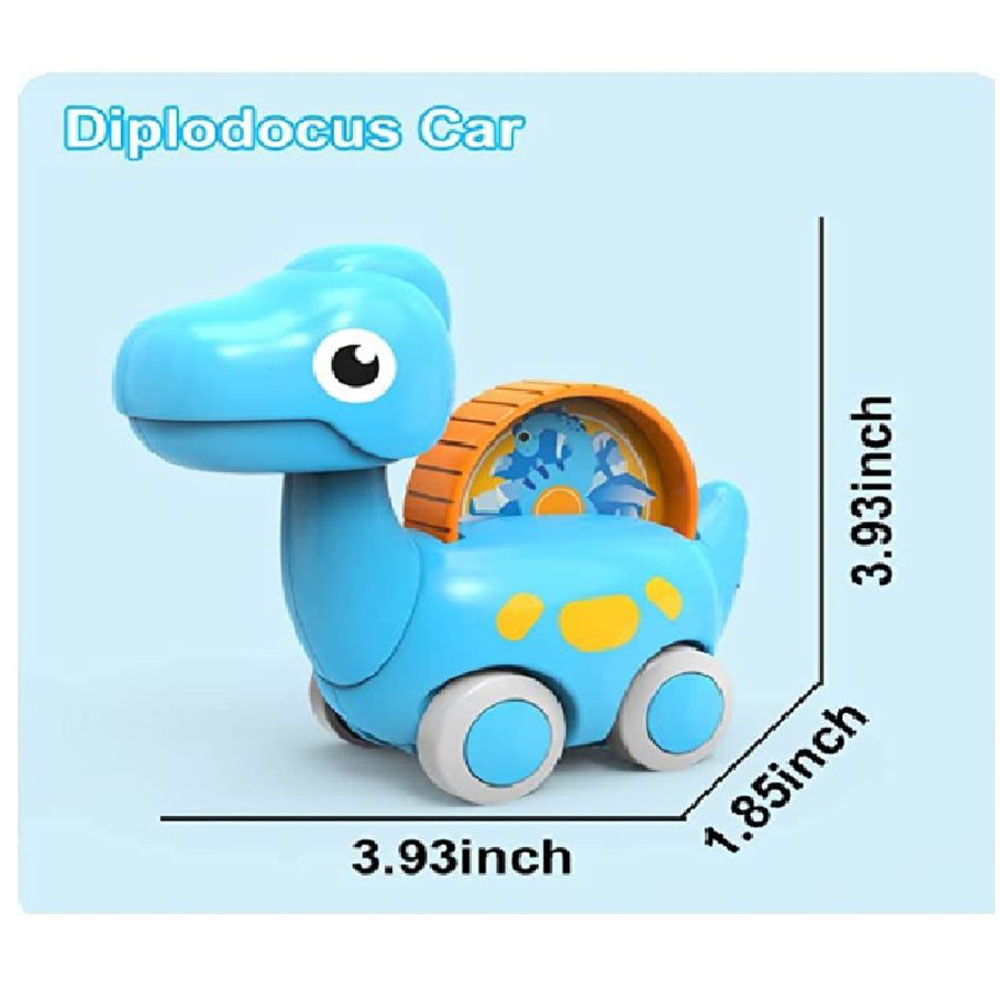 Huanger -Baby Dinosaur Push And Pull Toy Car W/ Wheels-Blue