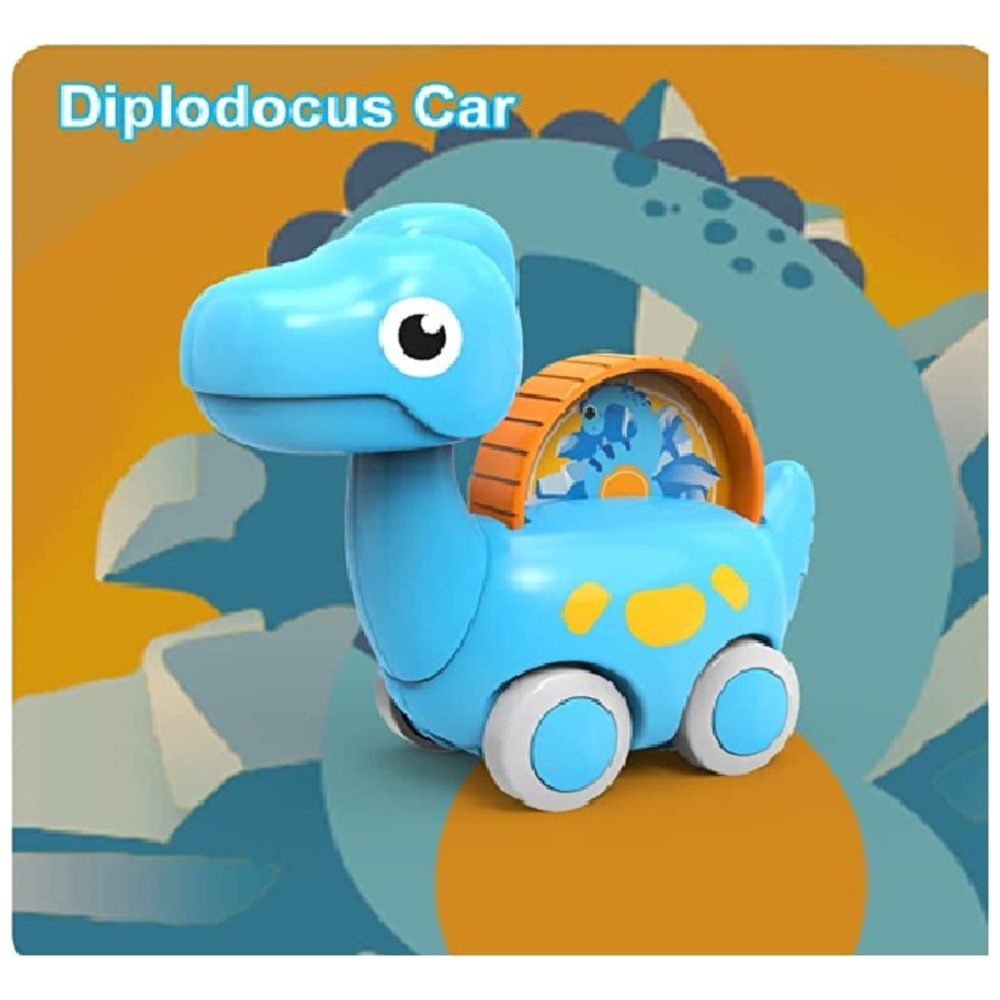 Huanger -Baby Dinosaur Push And Pull Toy Car W/ Wheels-Blue
