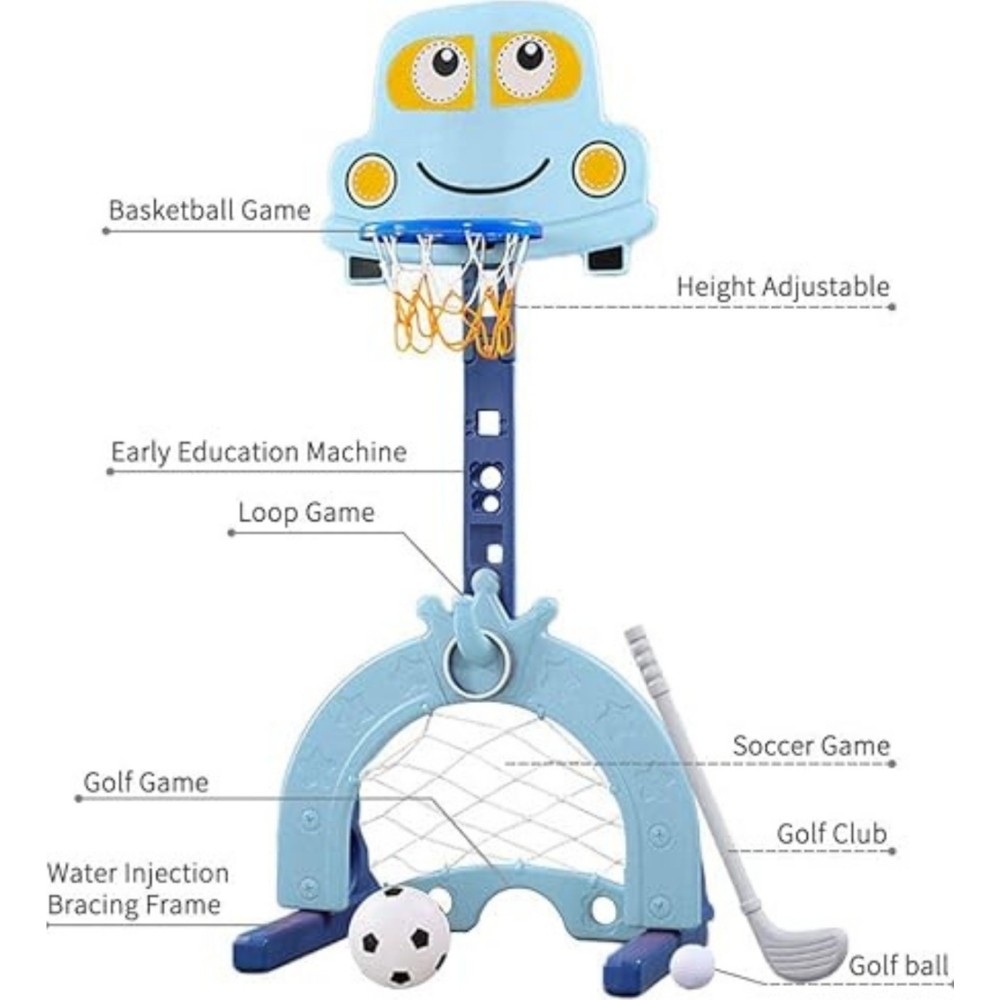 ليتل أنجل-  مجموعة لعب كرة السلة وكرة القدم وغولف- أزرق