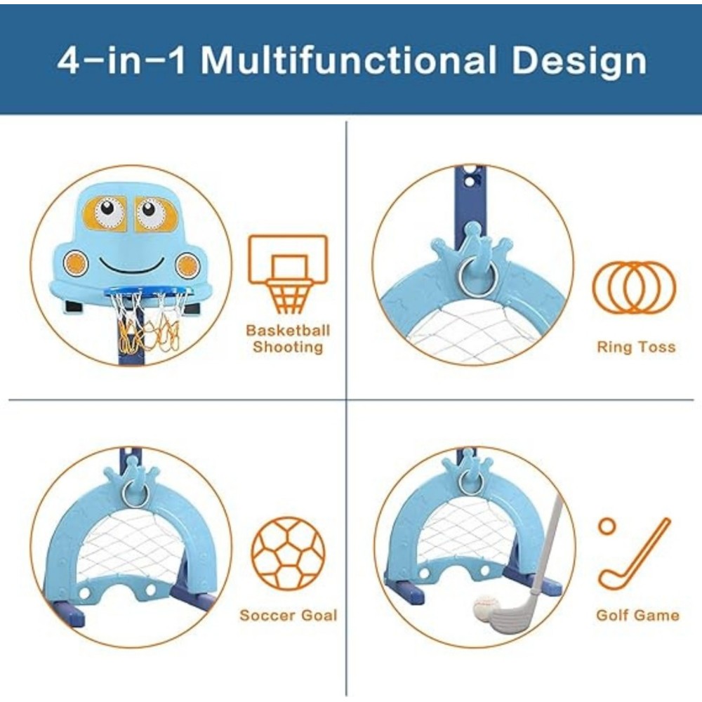 ليتل أنجل-  مجموعة لعب كرة السلة وكرة القدم وغولف- أزرق