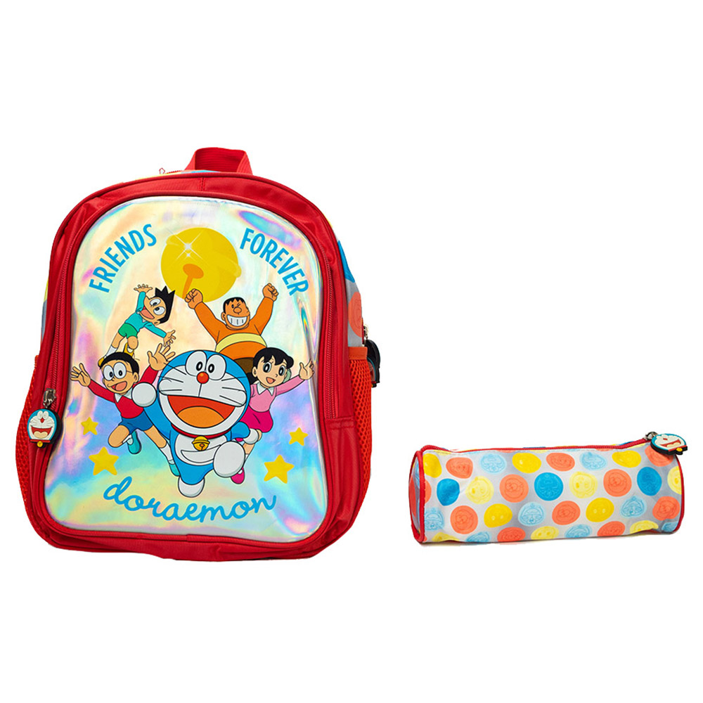 Doraemon - Back Pack With Pencil Case - Red - 12-Inch/30.5cm