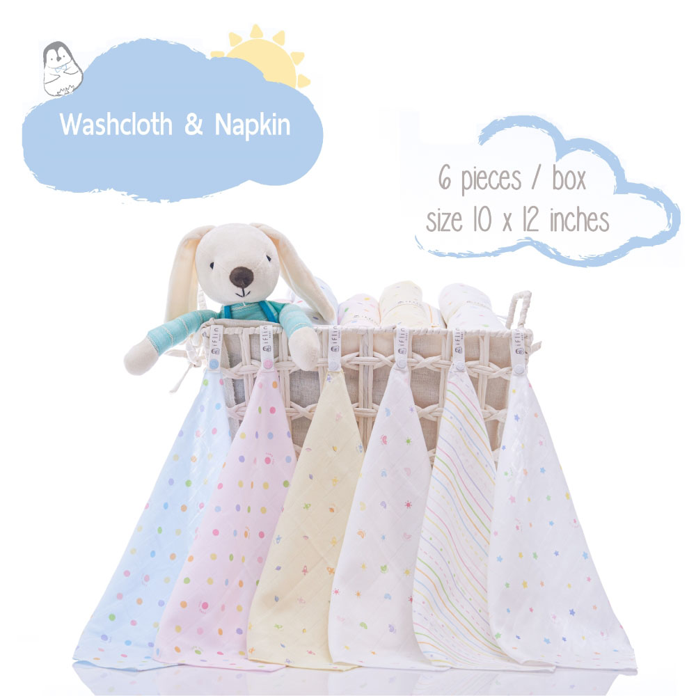 Iflin Baby - My Handy Bamboo Washcloth And Napkin - Playful Stars - 6pcs