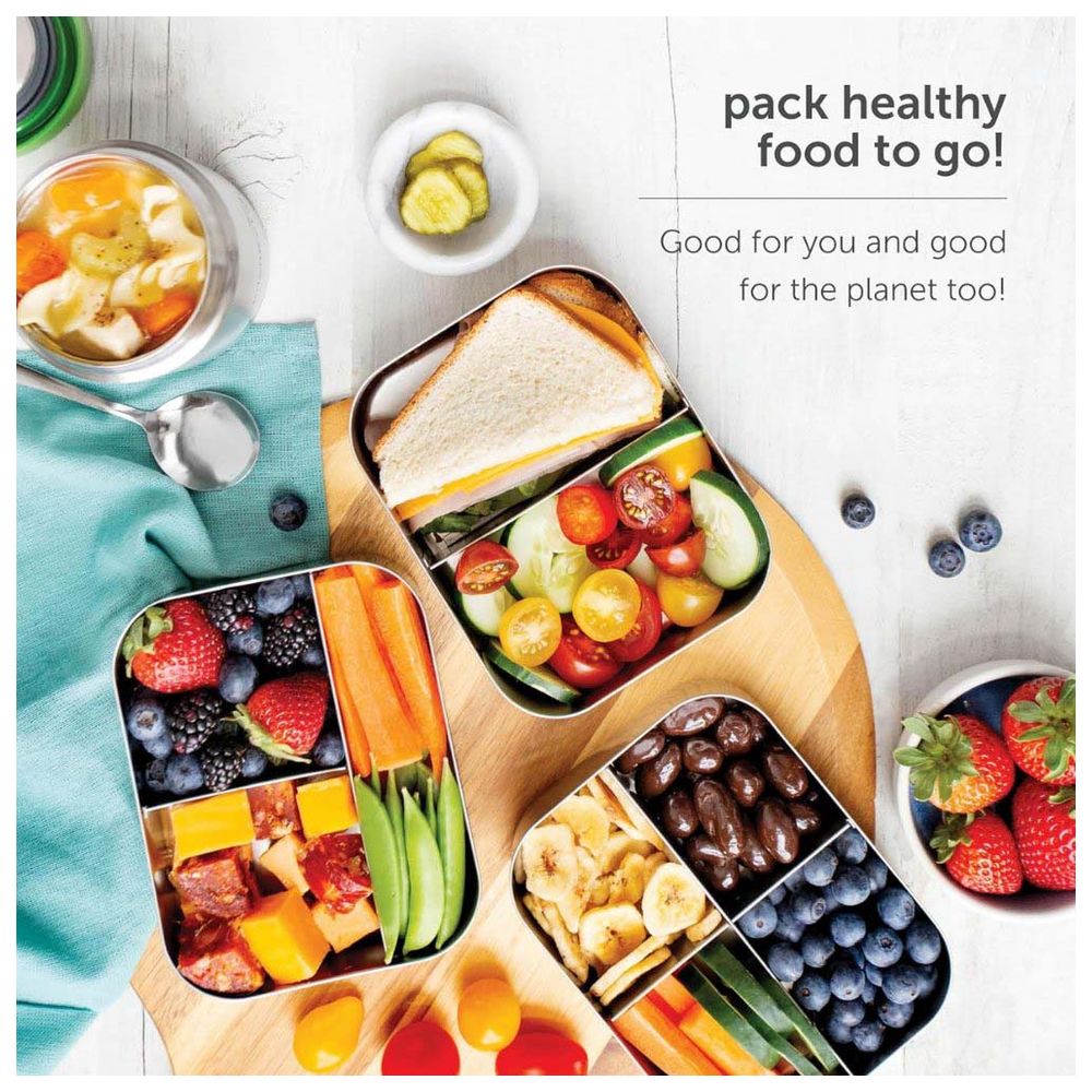 Lunchbots Trio Bento Stainless Steel Lunchbox - 940ml - Green