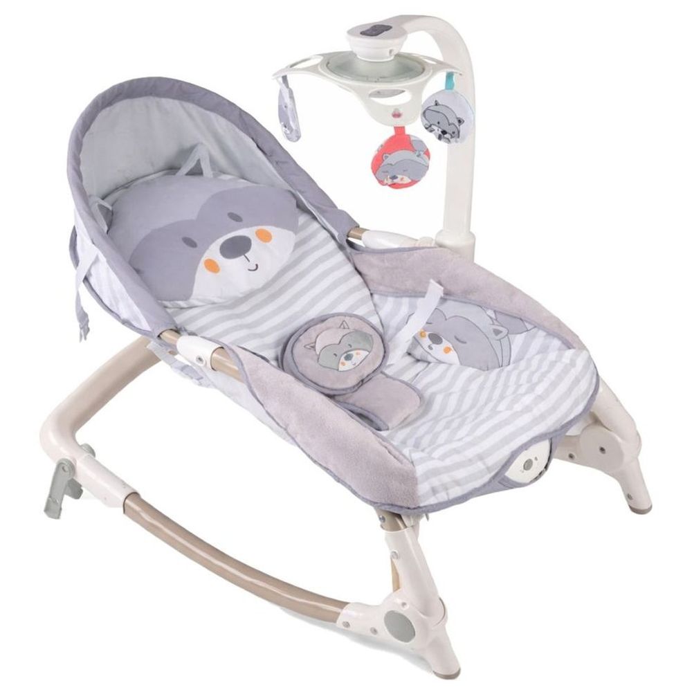 ليتل ليرنرز - كرسي هزاز محمول للأطفال صديق الغابة مع قضيب ألعاب