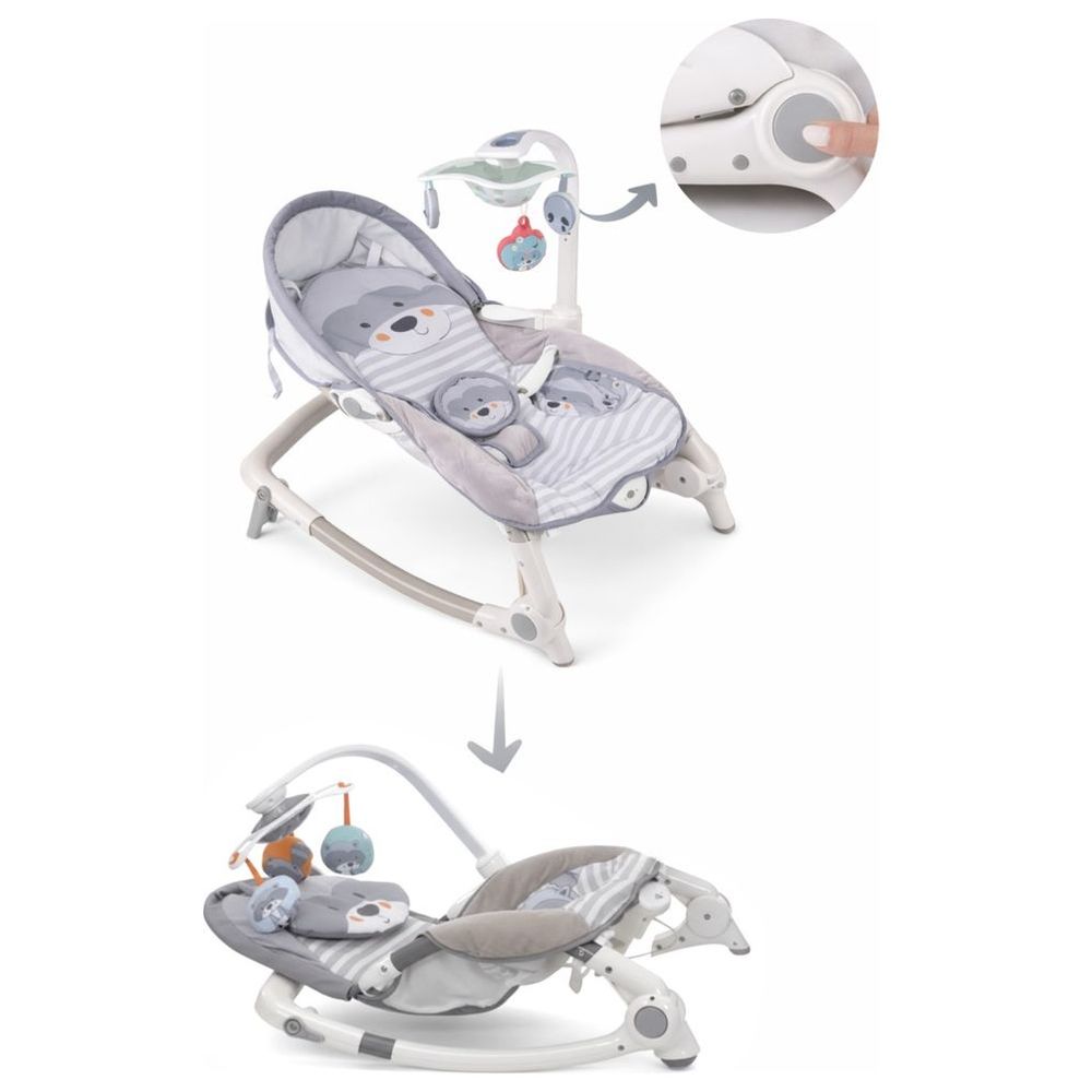 ليتل ليرنرز - كرسي هزاز محمول للأطفال صديق الغابة مع قضيب ألعاب