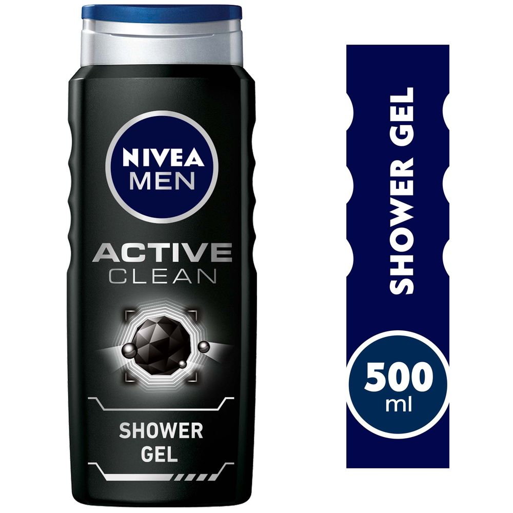 نيفيا - جل استحمام أكتف كلين 3 في 1 للرجال - الكربون - 500 مل