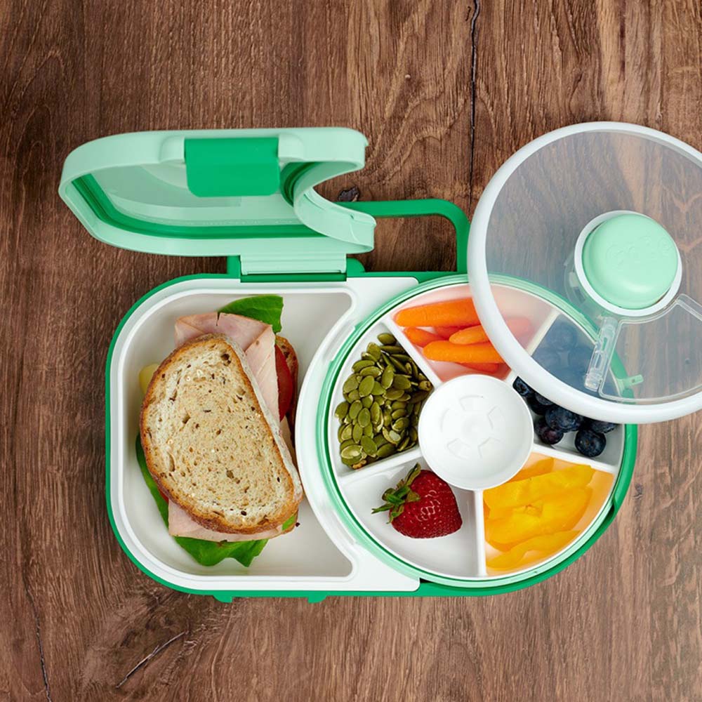 Gobe - Compartment Lunchbox With Detachable Snack Box - Green