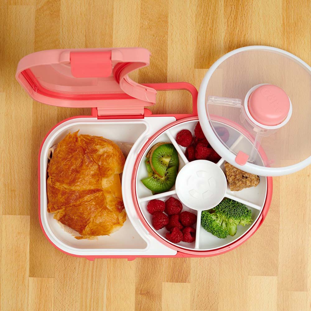 Gobe - 5 Compartment Lunchbox With Detachable Snack Box - Coral