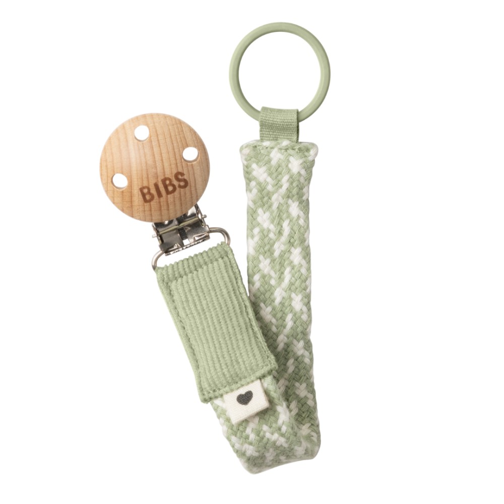 Bibs - Pacifier Clip - Sage/Ivory