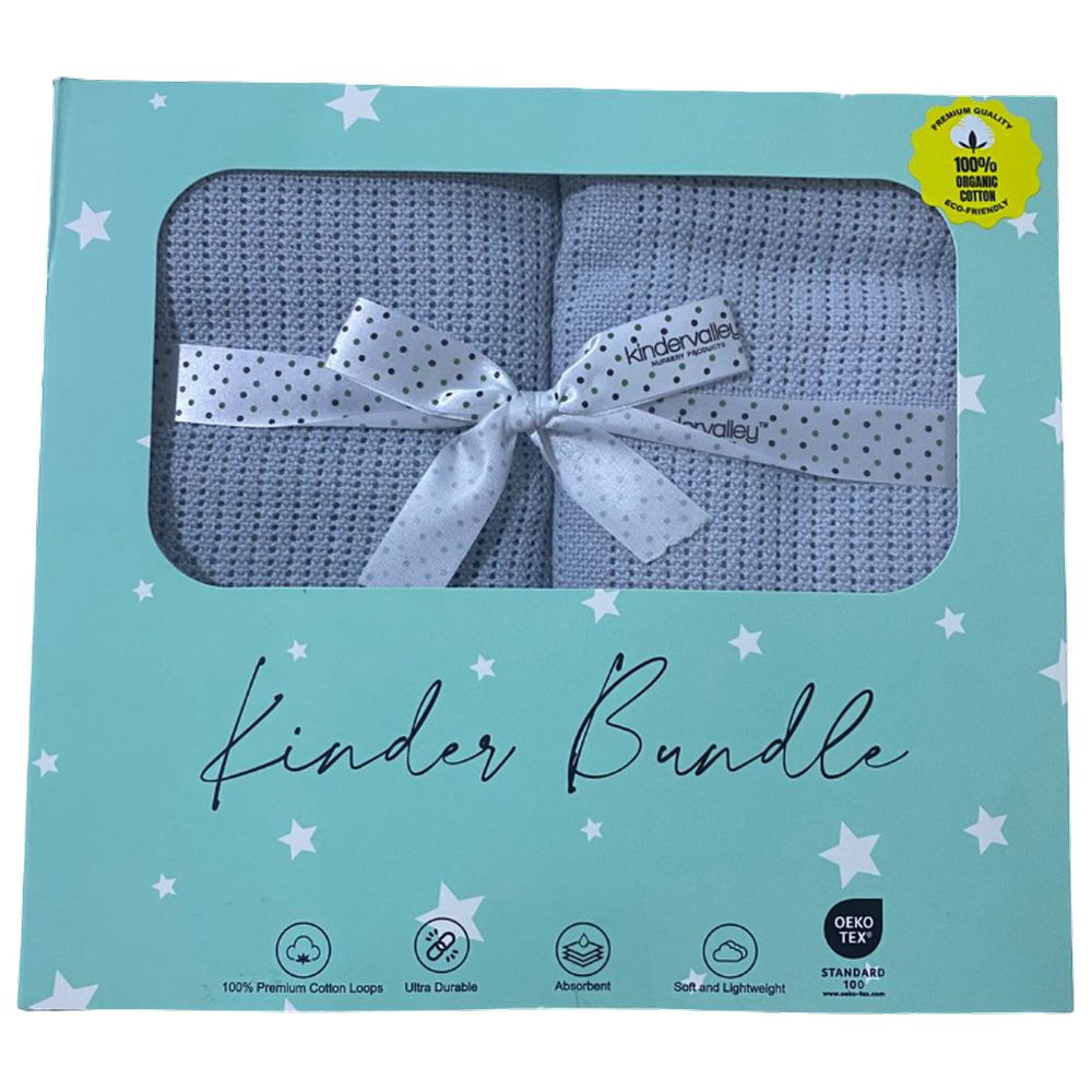 Kinder Valley - Cotton Cellular Blanket Pack of 2 - Grey