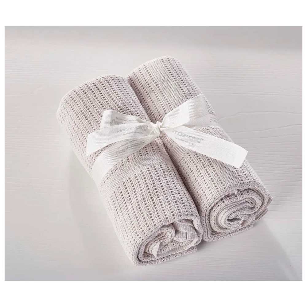 Kinder Valley - Cotton Cellular Blanket Pack of 2 - Grey
