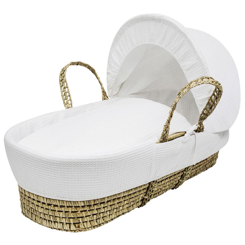 Kinder Valley White Waffle Palm Moses Basket with Stand