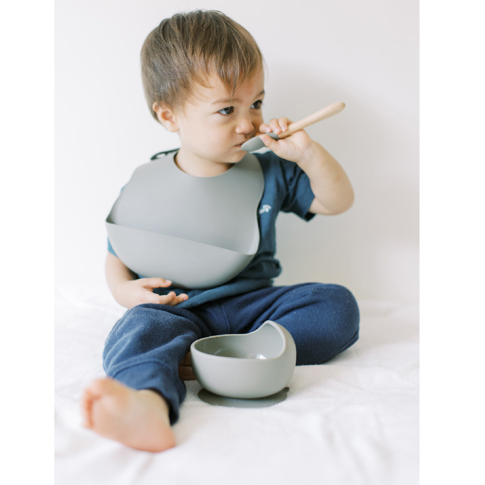 Milk It Baby - Bib And Bowl Set - Berry Blue