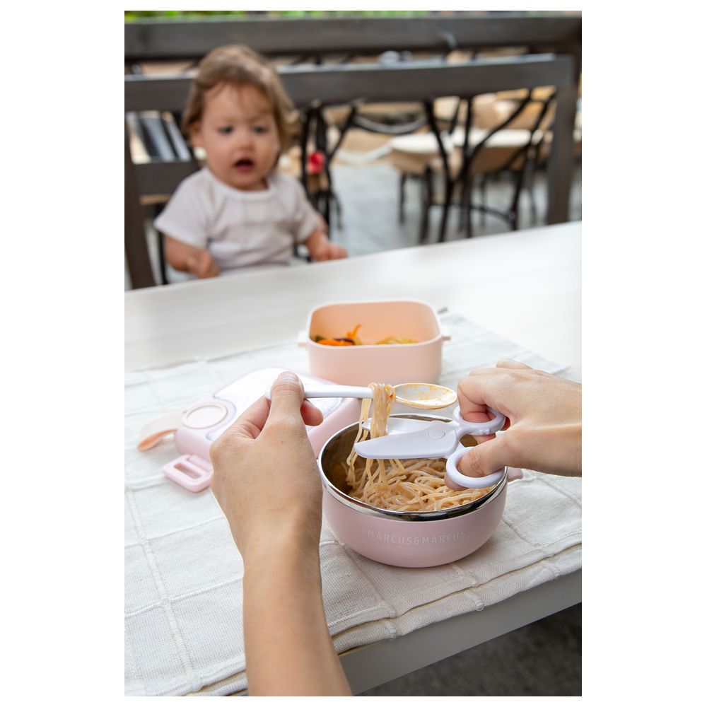 Marcus & Marcus - Travel Feeding Set With Spoon & Scissors - Pink