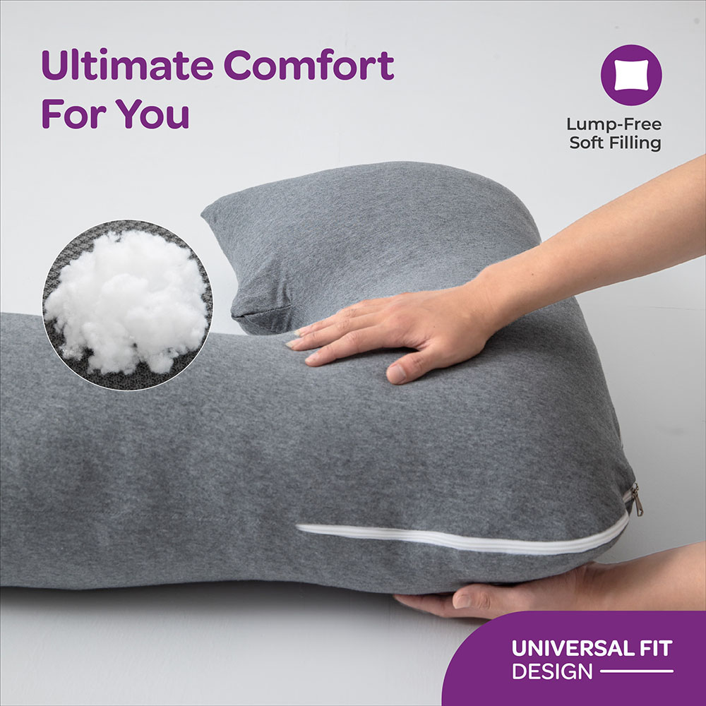 مون - وسادة الحمل العضوية بشكل حرف جيه - رمادية