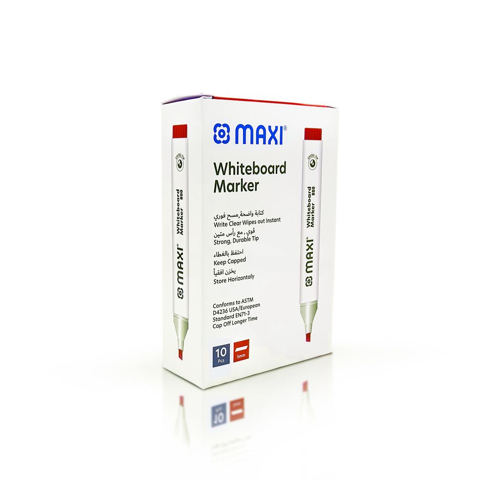 Maxi - Chisel Tip Whiteboard Marker - Red - 10pcs