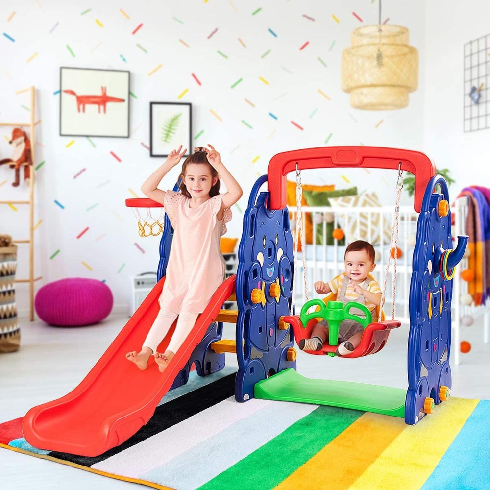 Myts - Swing & Slide Playset with Basket Ball Hoop