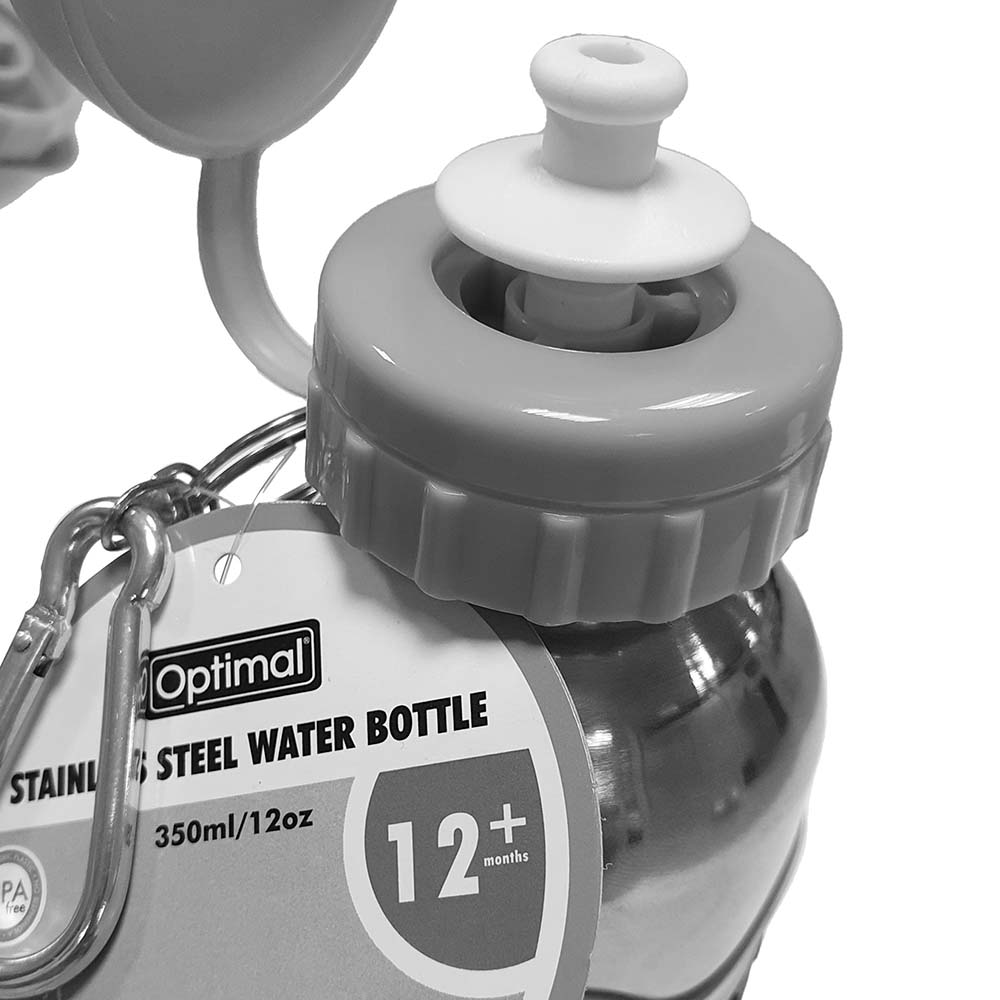 أوبتيمال - زمزمية ماء ستانلس ستيل - مزرعة - أصفر وأزرق - 350 مل