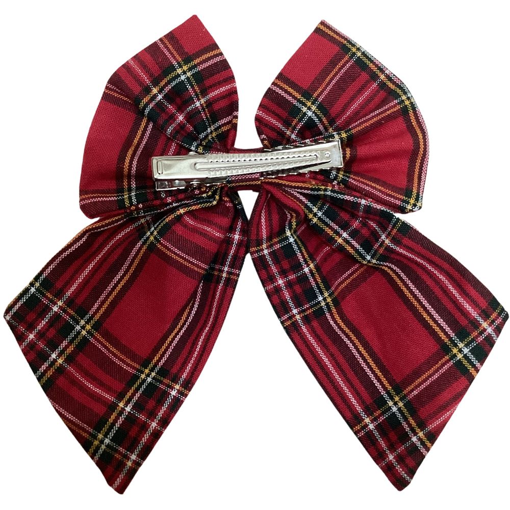 Maxims - Tartan Plaid Cotton Hair Clip - Red