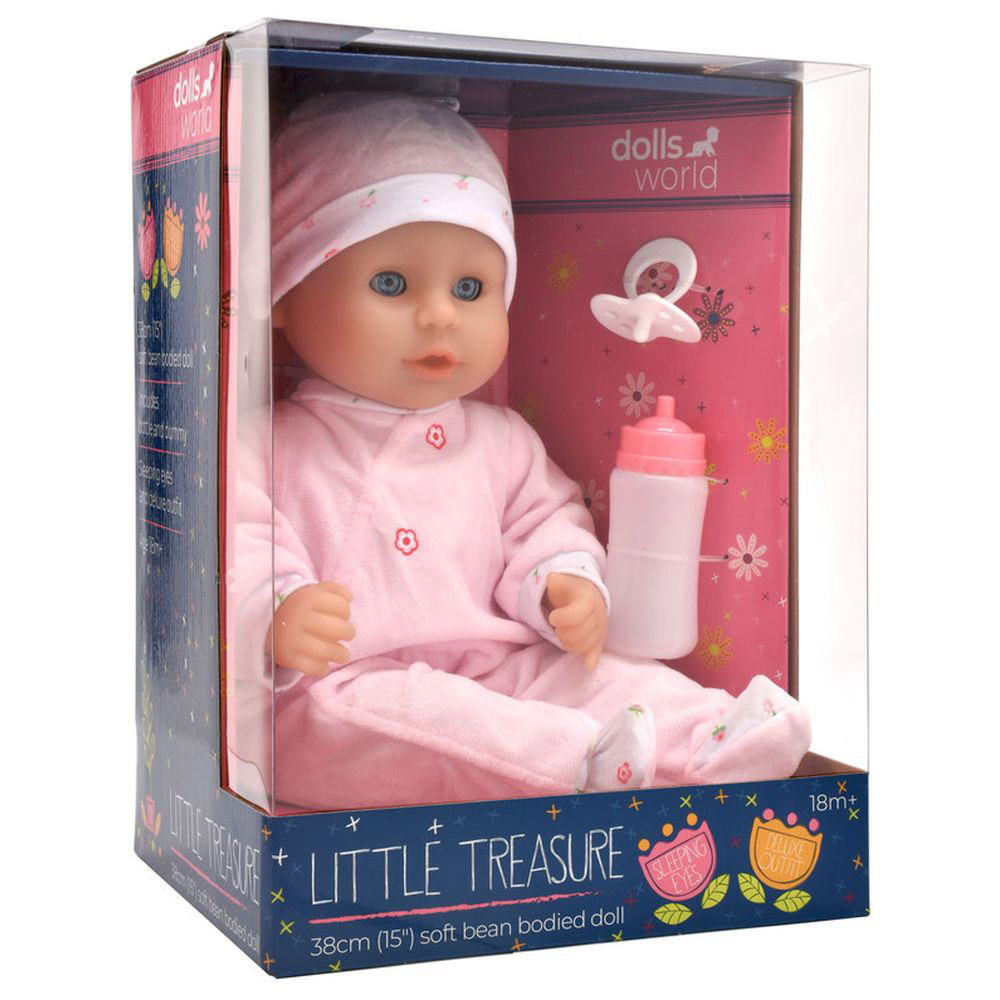 دولز وورلد - دمية ليتل تريجر - 38 سم - زهري - 3 قطع